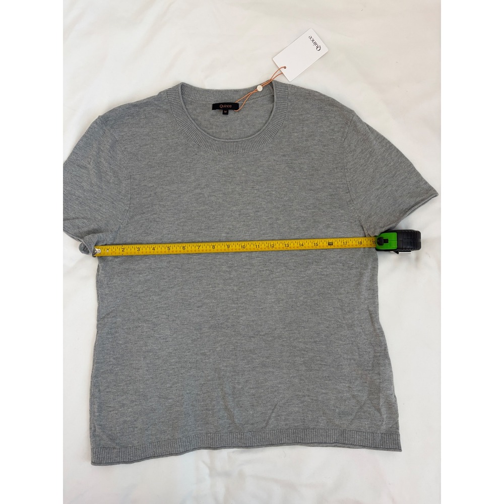 Quince Organic Cotton Cashmere Blend Short Sleeve Sweater Heather Grey Medium - Picture 5 of 9